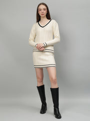 Casual Long Sleeve Sweater Skirt Sets