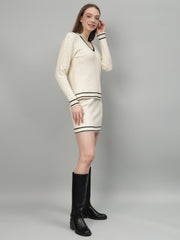 Casual Long Sleeve Sweater Skirt Sets