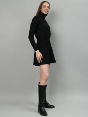 Gaiia Solid High Neck Mini Skirt Co-Ord Set