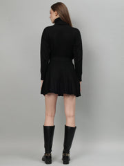 Gaiia Solid High Neck Mini Skirt Co-Ord Set