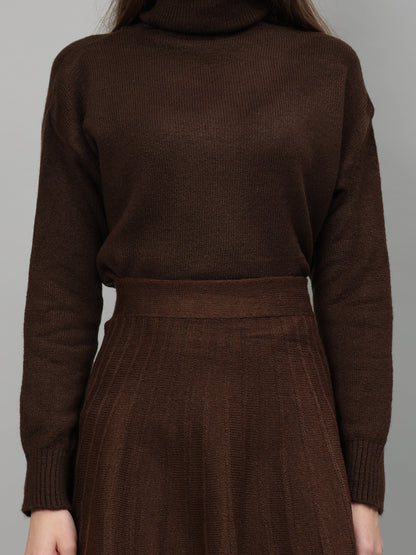 Gaiia Solid High Neck Mini Skirt Co-Ord Set