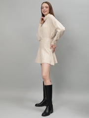 Gaiia Solid High Neck Mini Skirt Co-Ord Set