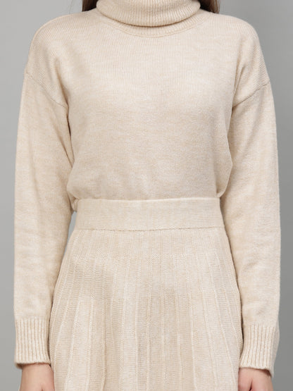 Gaiia Solid High Neck Mini Skirt Co-Ord Set