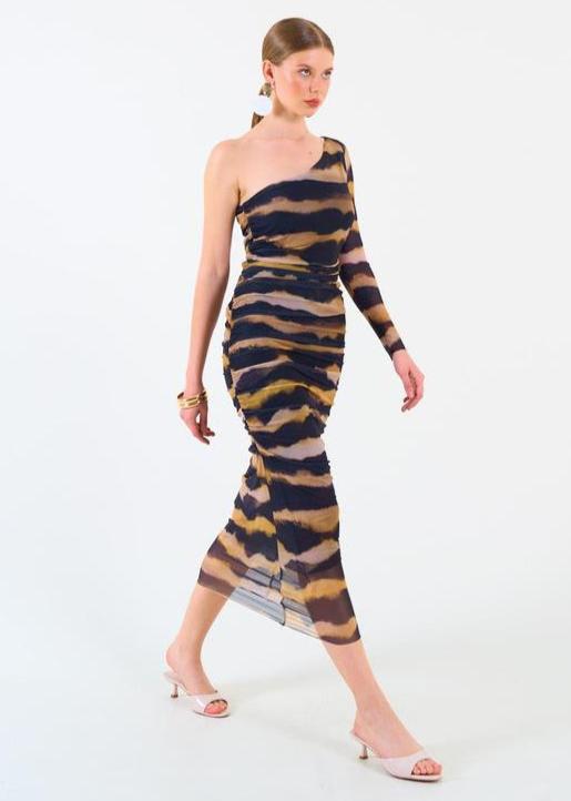 Batik Pattern Asymmetrical Cut Dress