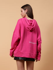 Plus Design Studio Text Print Oversized Hoodie