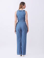 Gaiia Denim Buttoned Utility Co-Ord Set - Dark Blue