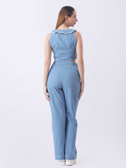 Gaiia Denim Buttoned Utility Co-Ord Set - Blue