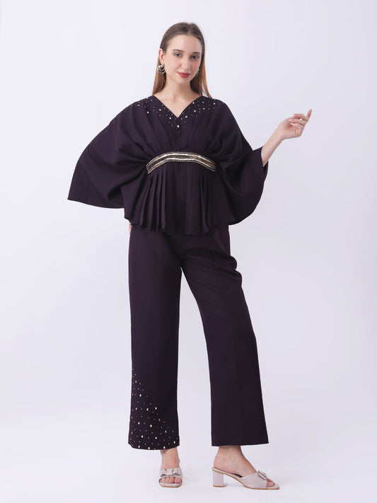 Gaiia Partywear Peplum Co-Ord Set - Purple