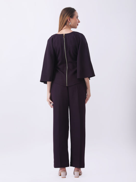 Gaiia Partywear Peplum Co-Ord Set - Purple