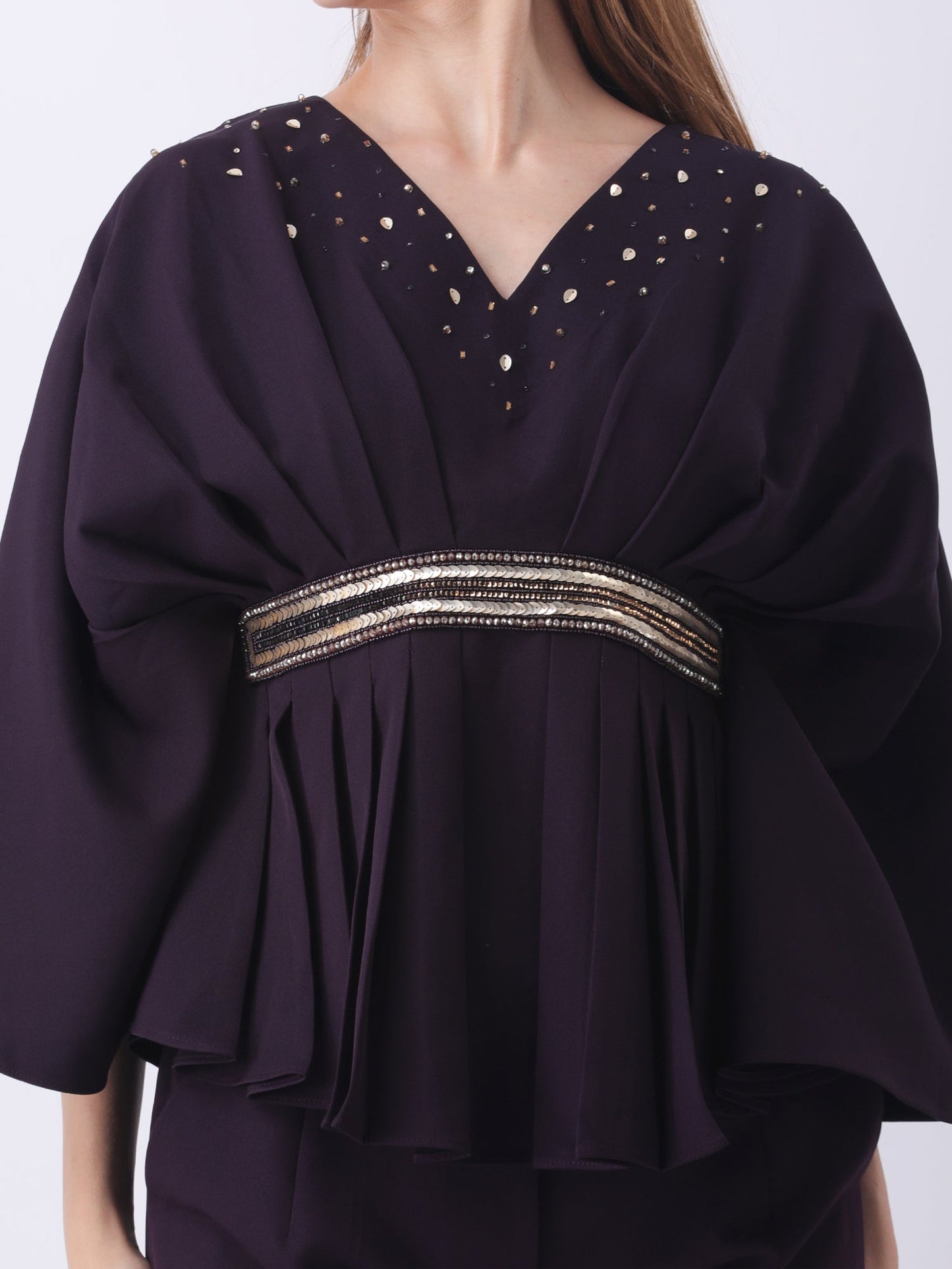 Gaiia Partywear Peplum Co-Ord Set - Purple