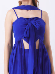 Gaiia 3-Piece Set With Sheer Overlay - Blue