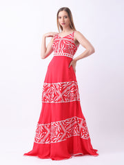 Gaiia Strappy Multi Tiered Dress - Red