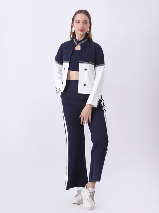Gaiia Three Piece Loungewear Co-Ord Set - Navy