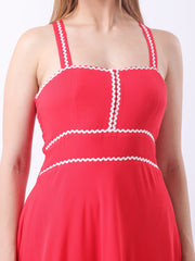 Gaiia Red Strappy Tiered Dress - Red