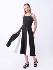 Gaiia Color-Block Godet Dress - Black