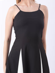 Gaiia Color-Block Godet Dress - Black