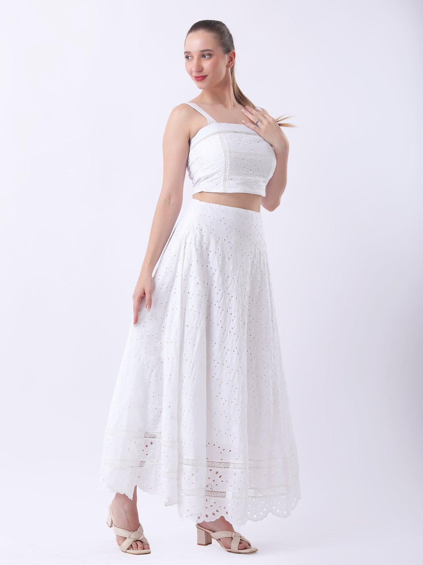 Gaiia Broderie Anglaise Two-Piece Set - White