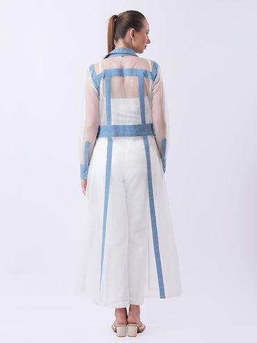 Gaiia Architectural Sheer-Panel Coat Set - White