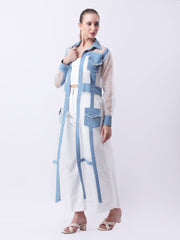 Gaiia Architectural Sheer-Panel Coat Set - White