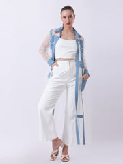 Gaiia Architectural Sheer-Panel Coat Set - White