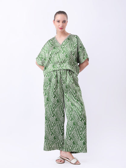 Gaiia Abstract Print Co-Ord Set - Green