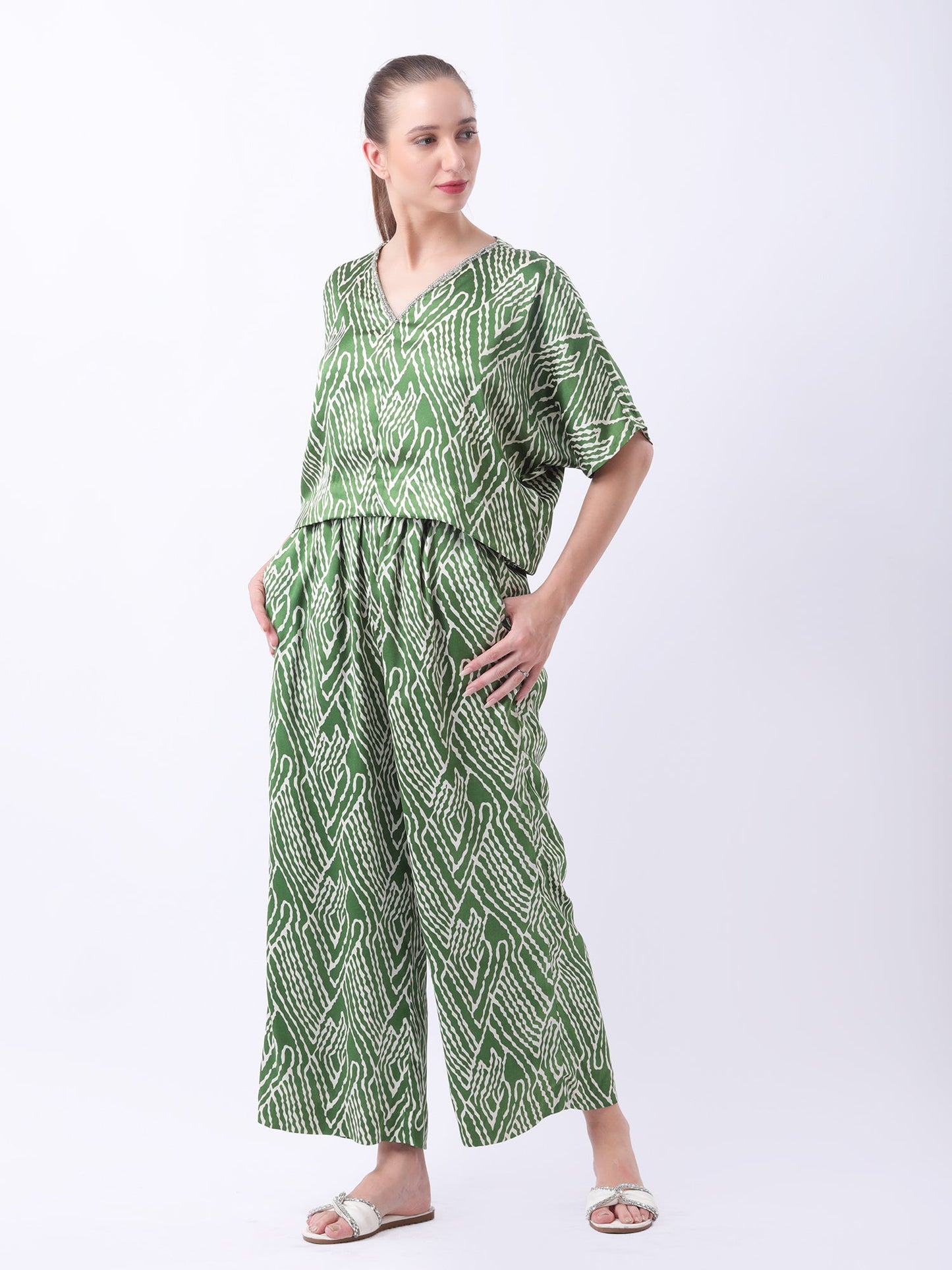 Gaiia Abstract Print Co-Ord Set - Green