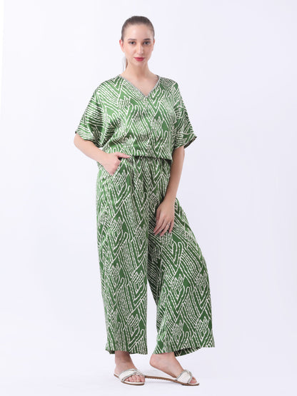 Gaiia Abstract Print Co-Ord Set - Green