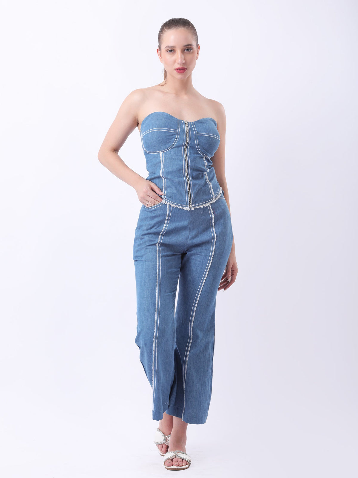 Gaiia Blue Corset Co-Ord Set - Black