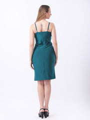 Gaiia Cowl Neck Ruched Sheath Dress - Green