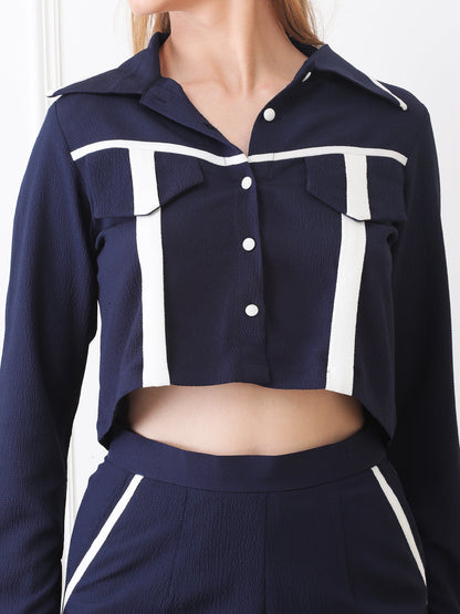 Gaiia Navy Full Sleeves Co-Ord Set - Navy