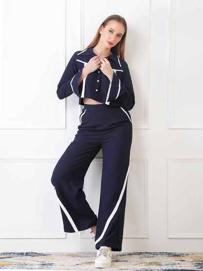 Gaiia Navy Full Sleeves Co-Ord Set - Navy