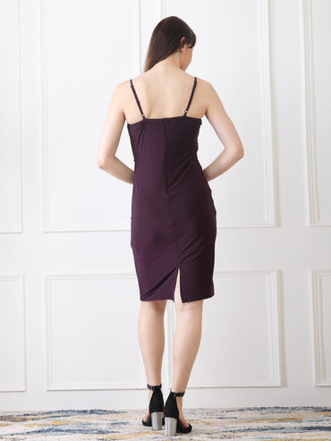 Gaiia Cowl Neck Ruched Sheath Dress - Voilet