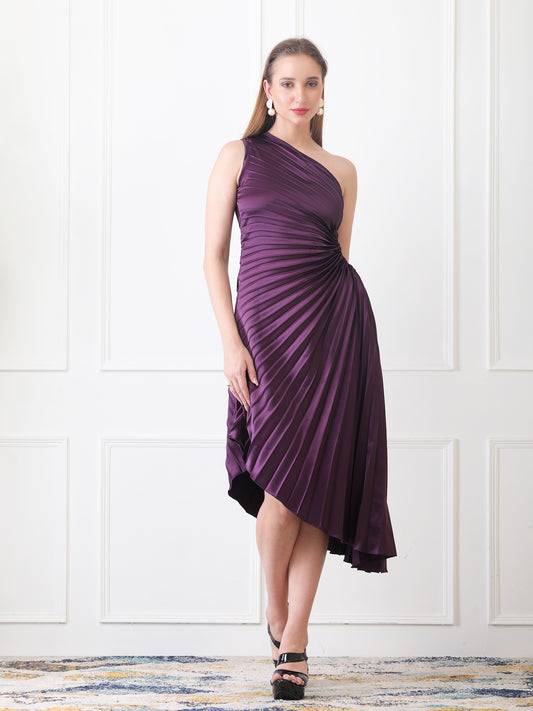 Gaiia Asymmetrical Pleated Dress - Teal