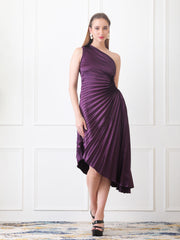 Gaiia Asymmetrical Pleated Dress - Teal