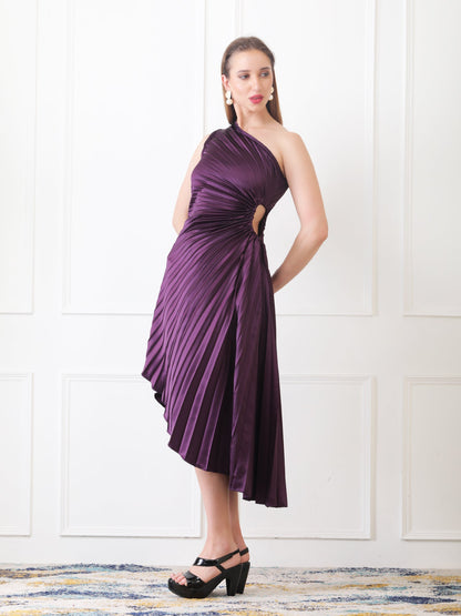 Gaiia Asymmetrical Pleated Dress - Teal