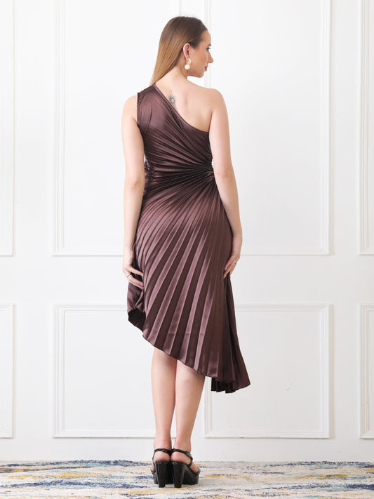 Gaiia Asymmetrical Pleated Dress - Black
