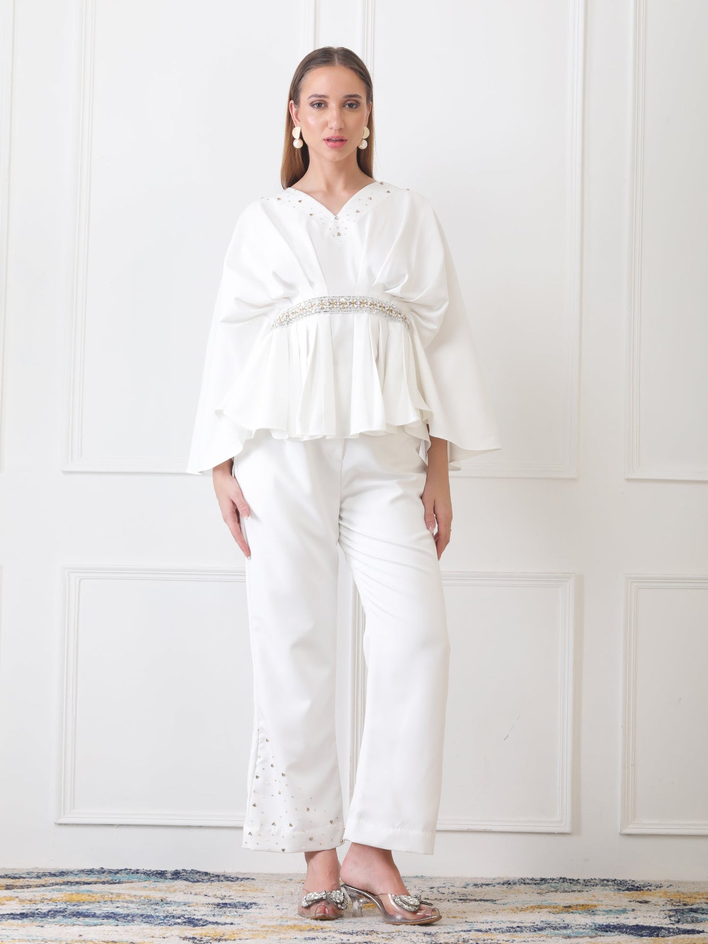 Gaiia Partywear Peplum Co-Ord Set - White