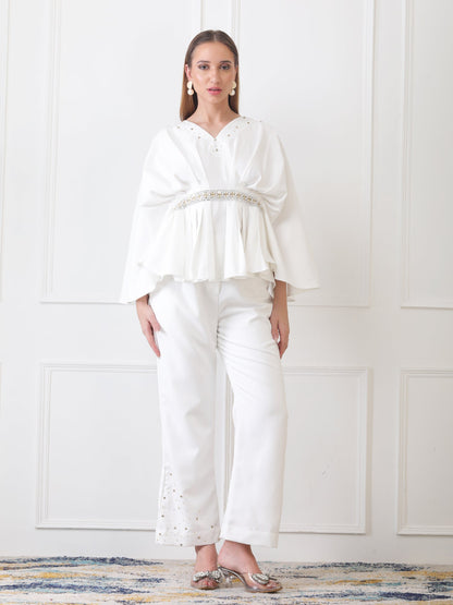 Gaiia Partywear Peplum Co-Ord Set - White