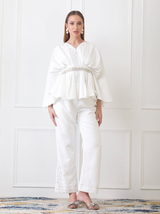 Gaiia Partywear Peplum Co-Ord Set - White