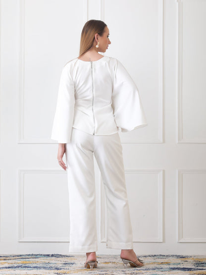 Gaiia Partywear Peplum Co-Ord Set - White