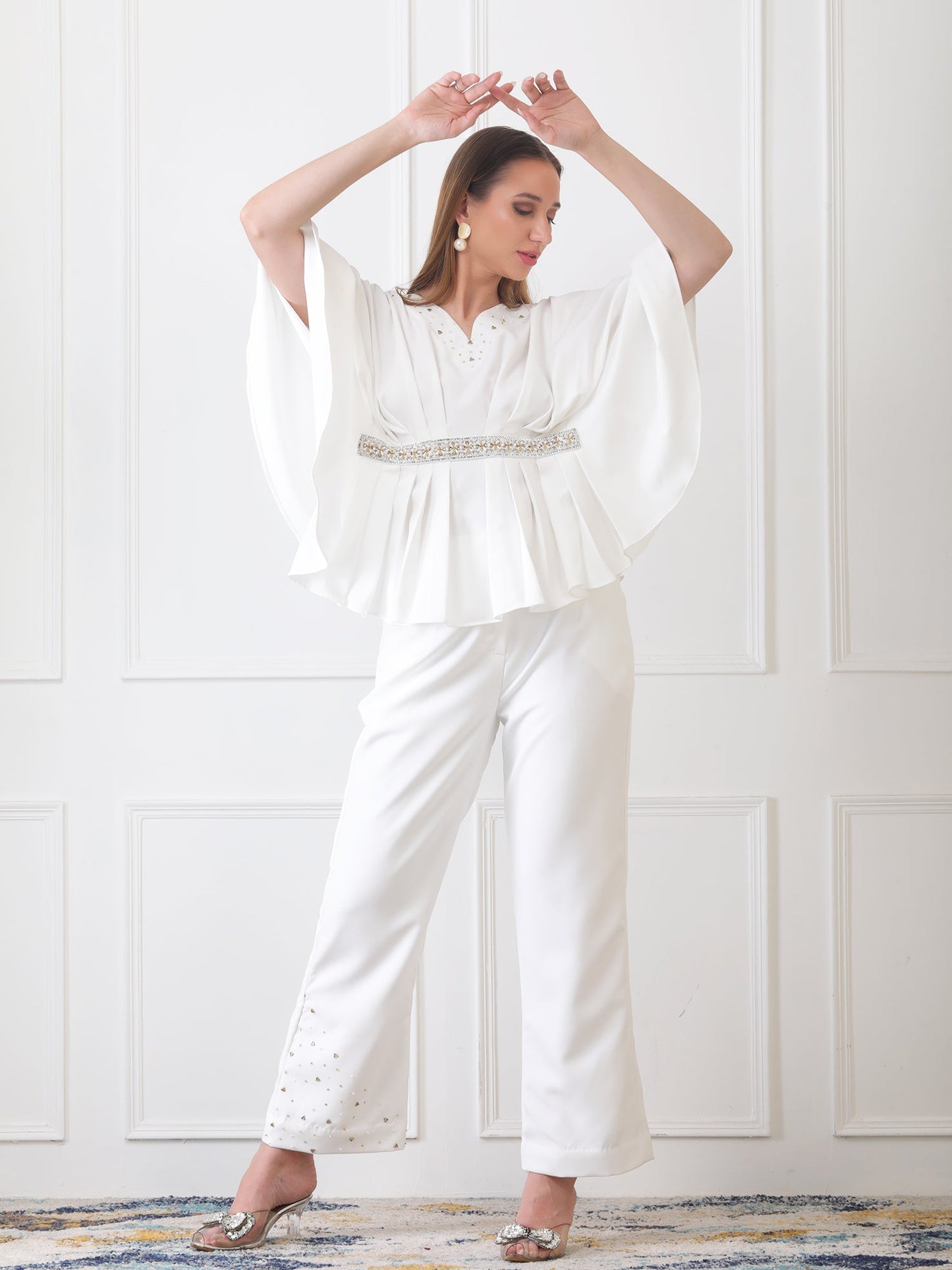 Gaiia Partywear Peplum Co-Ord Set - White