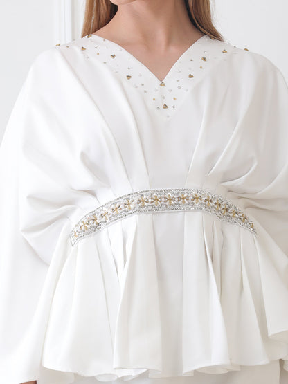 Gaiia Partywear Peplum Co-Ord Set - White