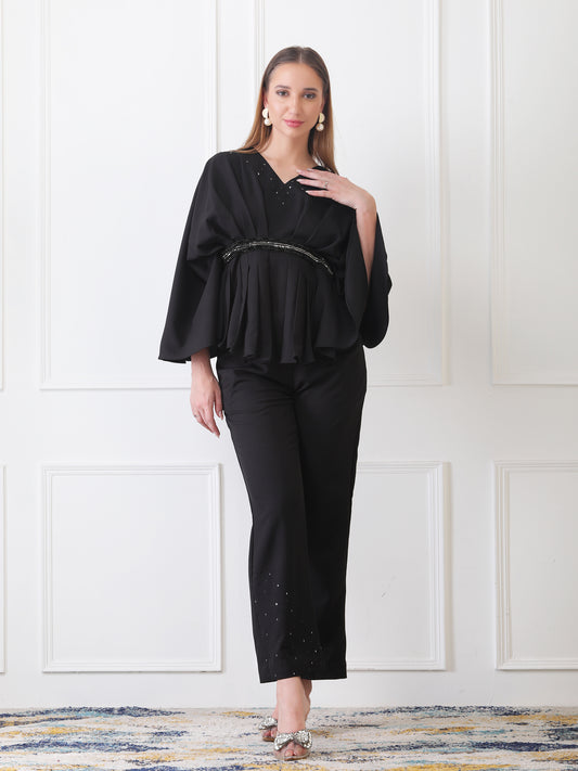 Gaiia Partywear Peplum Co-Ord Set - Black