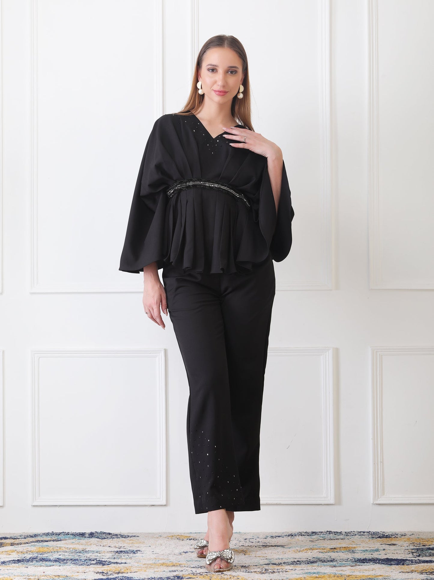 Gaiia Partywear Peplum Co-Ord Set - Black