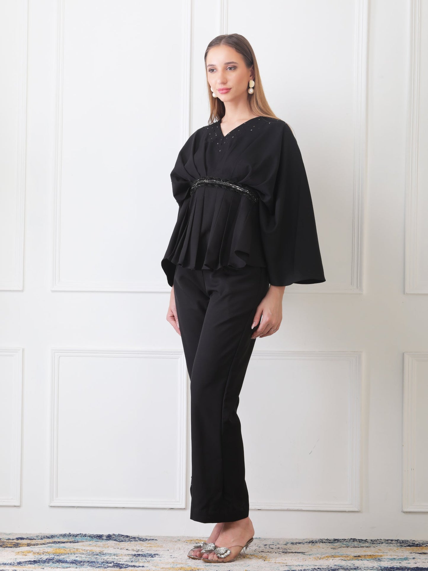 Gaiia Partywear Peplum Co-Ord Set - Black