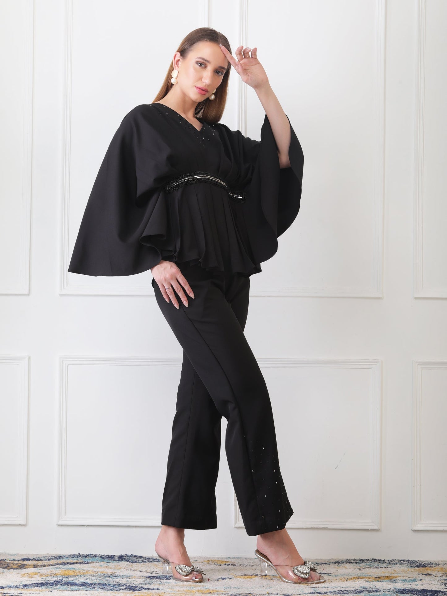 Gaiia Partywear Peplum Co-Ord Set - Black