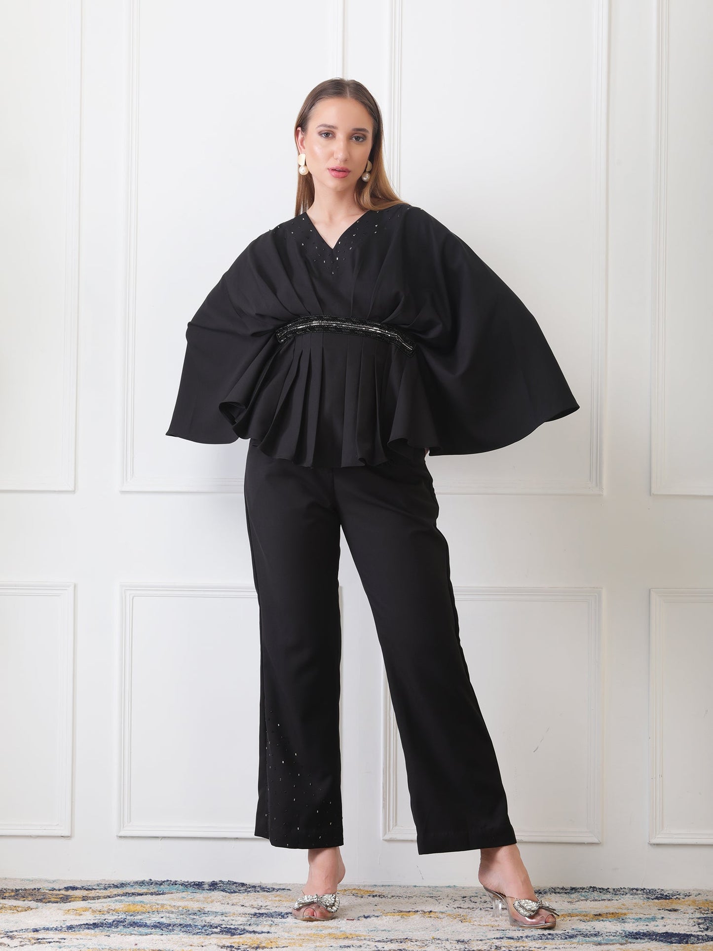 Gaiia Partywear Peplum Co-Ord Set - Black