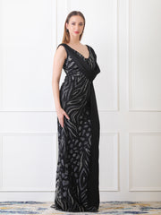 Gaiia Sequined Gown With Asymmetrical Draping - Black
