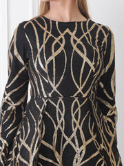 Gaiia Gilded Abstract-Pattern Gown - Black
