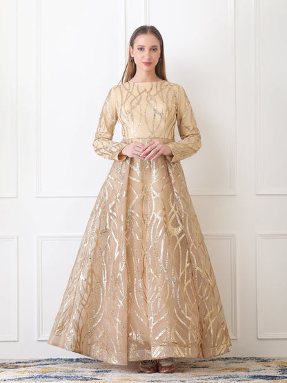 Gaiia Gilded Abstract Ball Gown - Golden